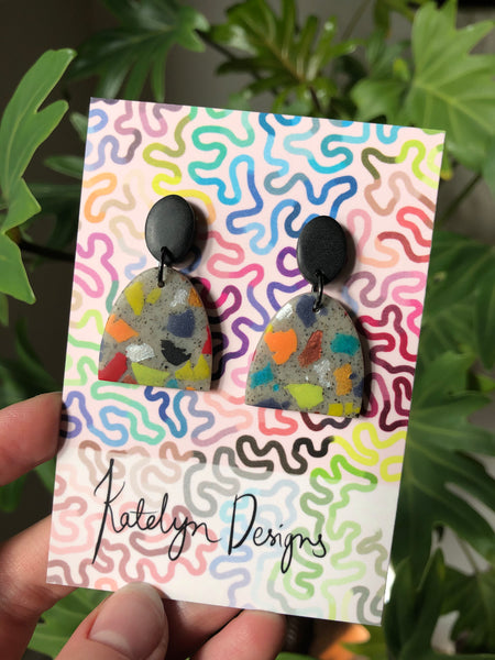 Rainbow Terrazzo M/L Dangle Studs
