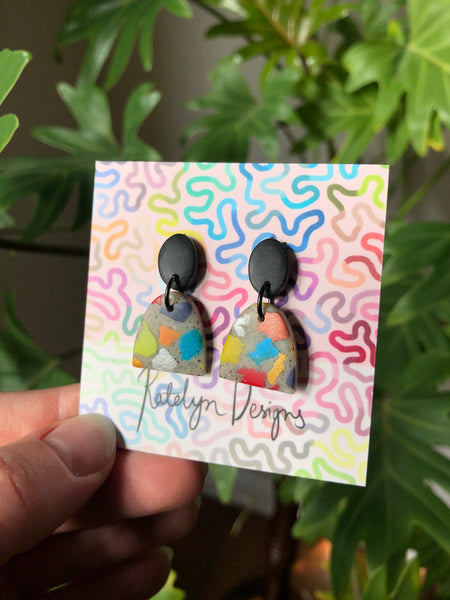 Rainbow Terrazzo XS Dangle Studs