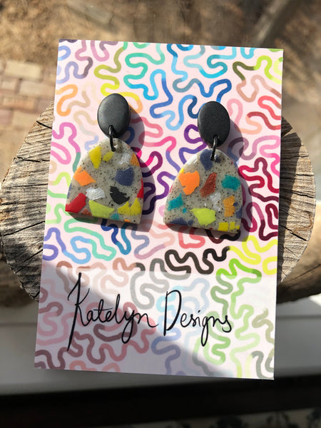 Rainbow Terrazzo M/L Dangle Studs