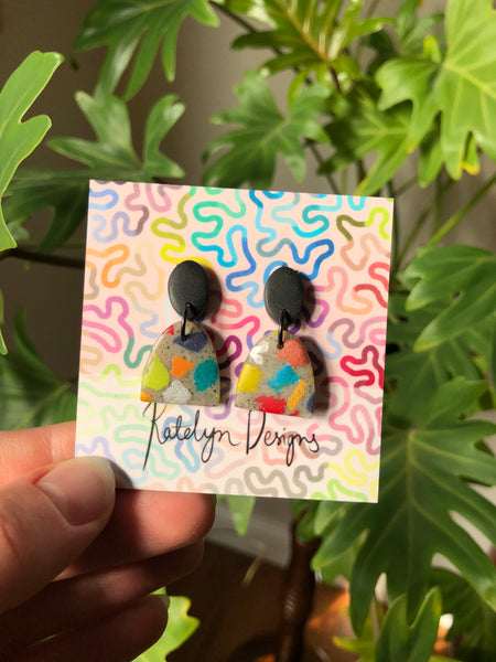 Rainbow Terrazzo XS Dangle Studs