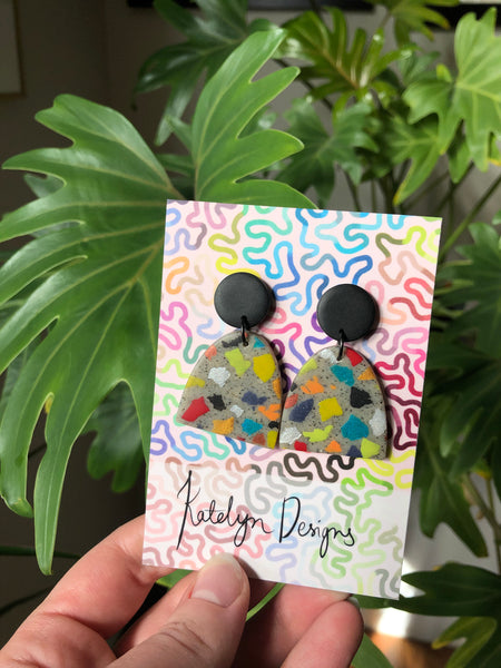 Rainbow Terrazzo L Dangle Studs