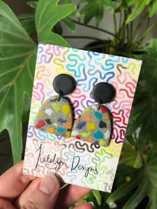 Rainbow Terrazzo L Dangle Studs