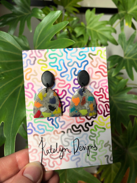 Rainbow Terrazzo M/L Dangle Studs