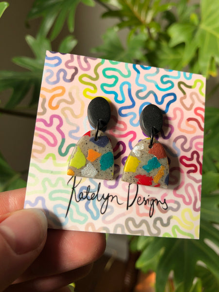 Rainbow Terrazzo XS Dangle Studs