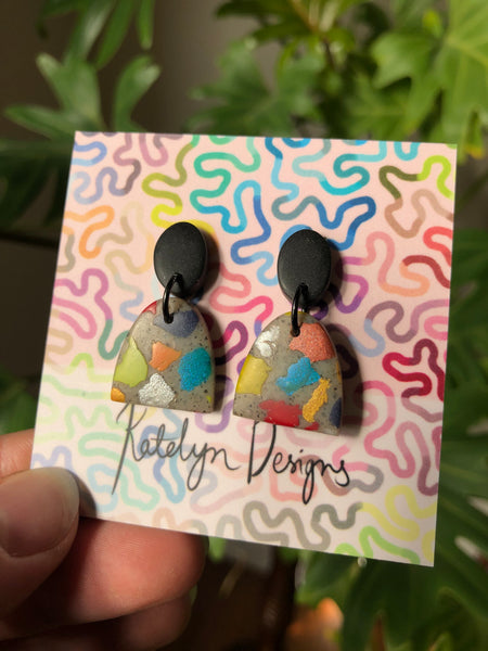 Rainbow Terrazzo XS Dangle Studs